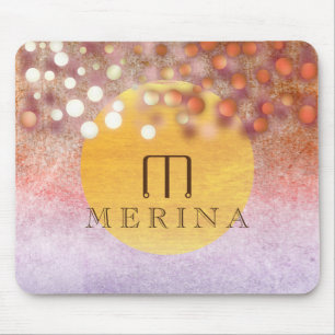 Mousepad Dourada Faux Foil Confetti Glitter Moon Personaliz