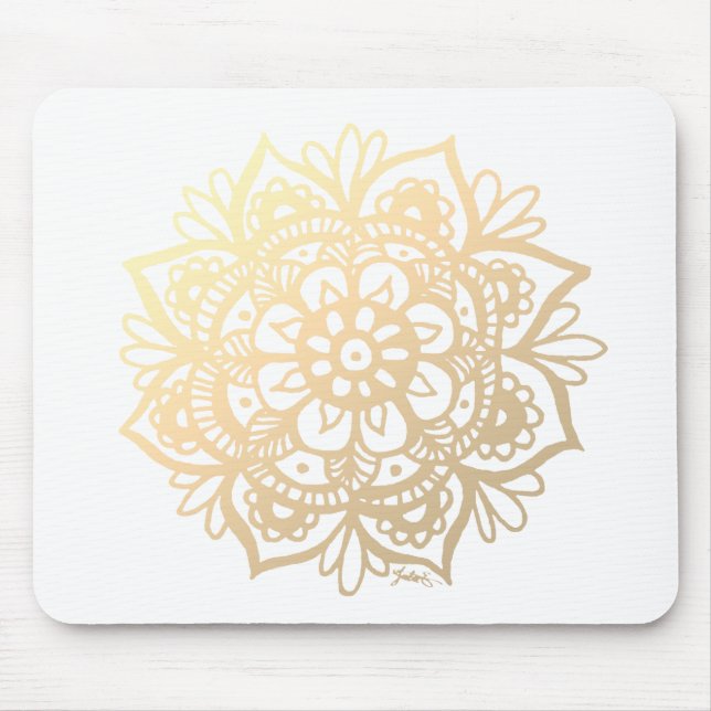 Mousepad Dourada Flor Mandala (Frente)