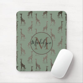 Mousepad Dourada Girafa em Sage Green