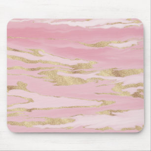 Mousepad Dourada pintura de Abstrato de mármore rosa