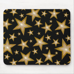 Mousepad Douradas estrelas preto