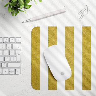 Mousepad Douradas faixas, tiras brancas, padrão riscado