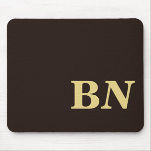 Mousepad Douradas iniciais personalizadas marrom mínimo