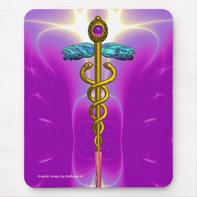Mousepad DOURADO CADUEUS - Fúcsia Rosa (Frente)