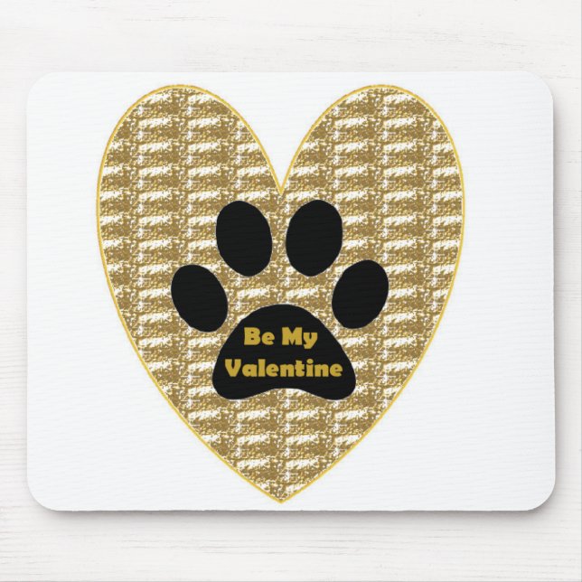 Mousepad Dourado com Costela Preta Pata Coração Se (Frente)