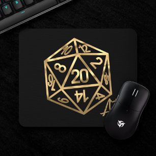 Mousepad Dourado D20 Crit AF   Tabletop Role Player Dice