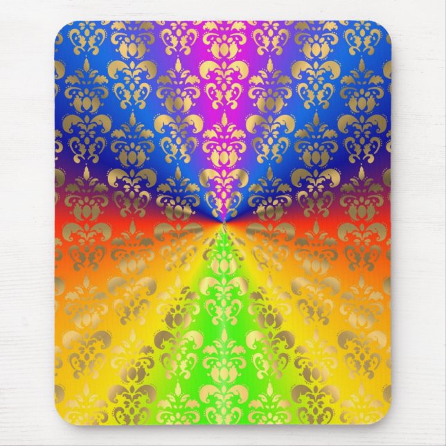 Mousepad Dourado damasco arco-íris (Frente)