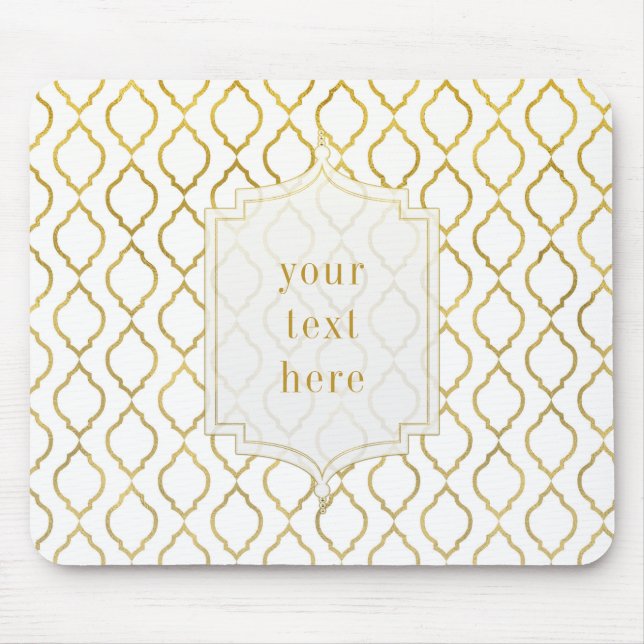 Mousepad Dourado e branco árabe marroquino esmagador (Frente)