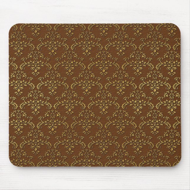 Mousepad Dourado e Brown Damask (Frente)