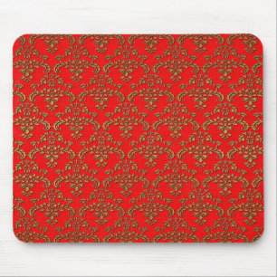 Mousepad Dourado e Vermelho Damasco