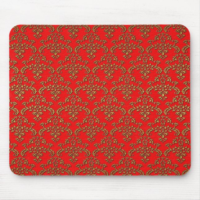 Mousepad Dourado e Vermelho Damasco (Frente)