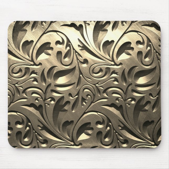 Mousepad Dourado elegante abstrato de aspecto metálico grav (Frente)
