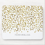 Mousepad Dourado Glam Confetti<br><div class="desc">dourglam blaseando confetti que você pode personalizar com seu texto</div>