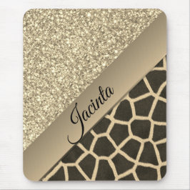 Mousepad Dourado Glam Giraffe Impressão
