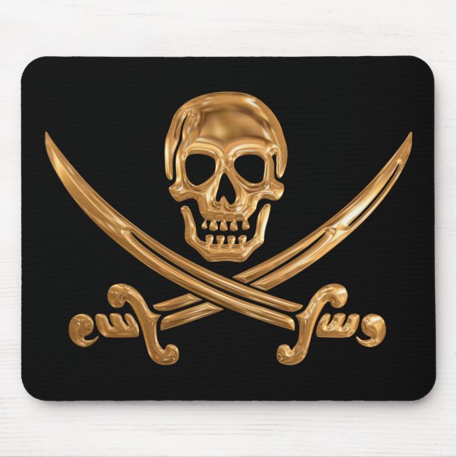 Mousepad Dourado Jolly Roger (Frente)