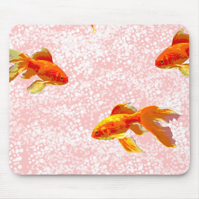 Mousepad Dourado padrão de peixe rosa (Frente)