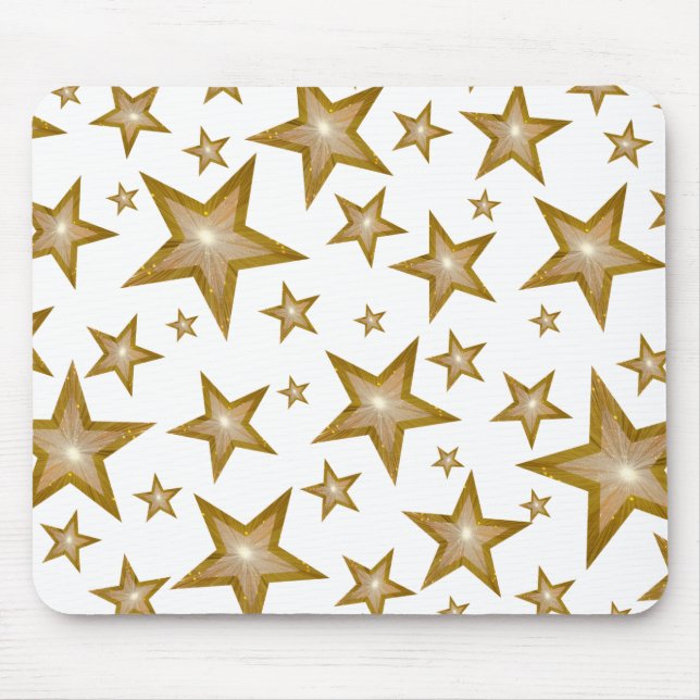 Mousepad Dourado painel do mouse Stars branco (Frente)