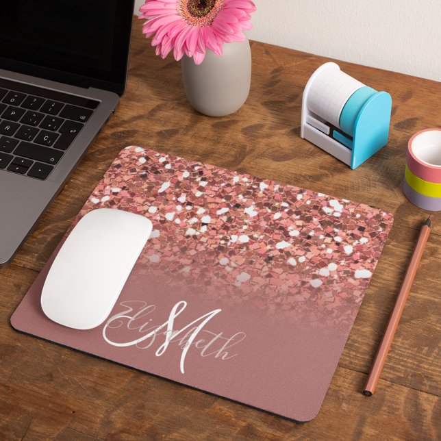 Mousepad Dourado Rosa Escuro com Brilho Personalizado (Criador carregado)