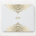 Mousepad Dourado tom mandala design<br><div class="desc">Dourados tons vintage ornamentado mandala design num fundo branco.</div>