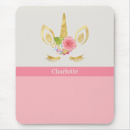 Mousepad Dourado Trim Pink Pink Unicorn Personalizado