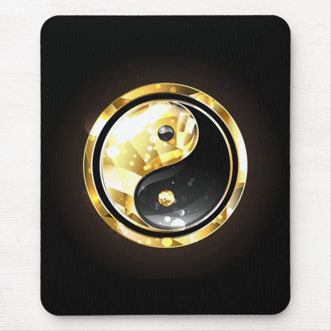 Mousepad Dourado Yin Yang a preto (Frente)