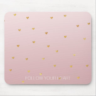 Mousepad Dourados Corações do Ombre Rosa-Rosa