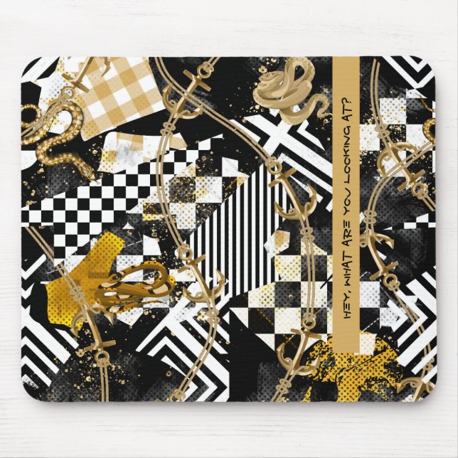 Mousepad Dourados crânios de xadrez - Ei, o que você está o (Frente)