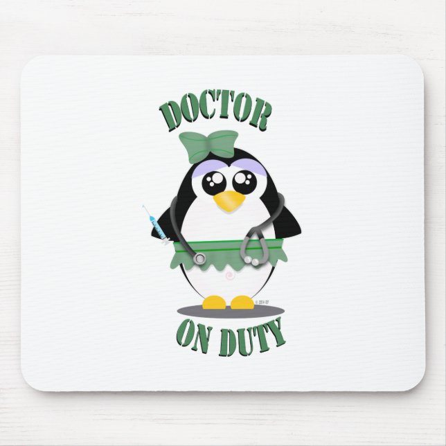 Mousepad Doutor no pinguim do dever (fêmea) (Frente)