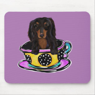 Mousepad Doxie Preto de Cabelo Comprido