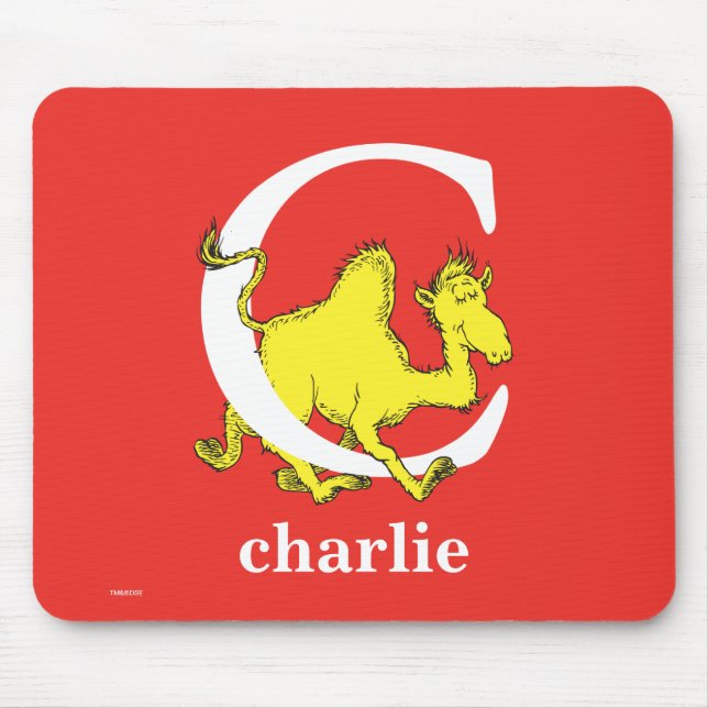 Mousepad Dr. Seuss ABC: Carta C - Branco | Adicione seu nom (Frente)