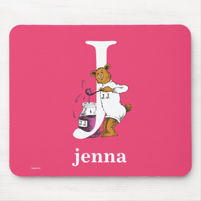 Mousepad Dr. Seuss ABC: Carta J - Branco | Adicione seu nom (Frente)