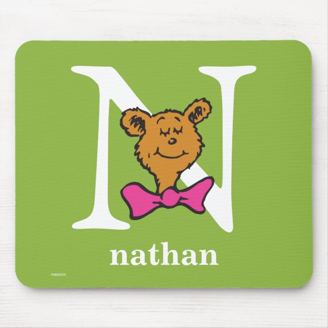 Mousepad Dr. Seuss ABC: Carta N - Branco | Adicione seu nom (Frente)