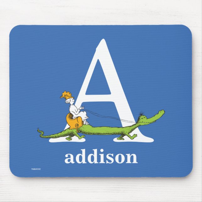Mousepad Dr. Seuss ABC: Letra A - Branco | Adicione seu nom (Frente)