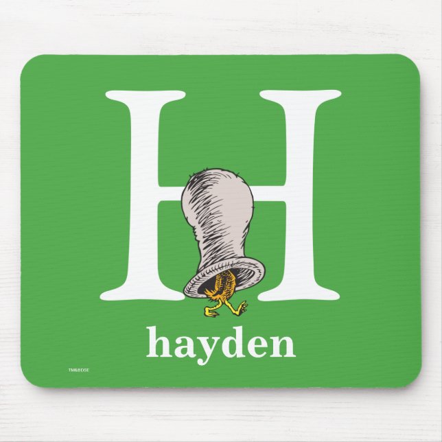 Mousepad Dr. Seuss ABC: Letra H - Branco | Adicione seu nom (Frente)