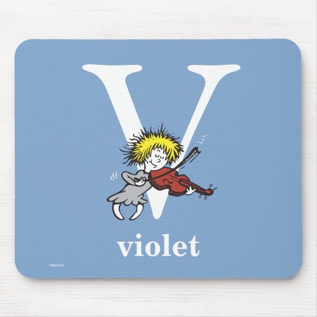 Mousepad Dr. Seuss ABC: Letra V - Branco | Adicione seu nom (Frente)