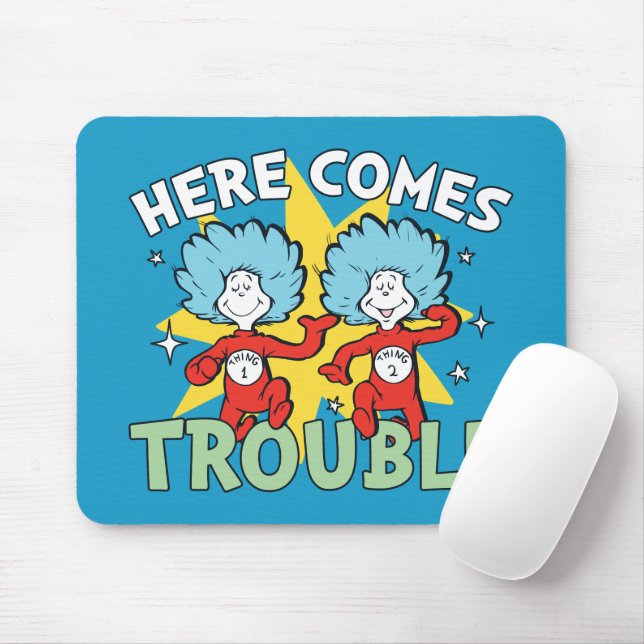 Mousepad Dr. Seuss | Coisa Um Coisa Dois Aqui Vem o Problem (Com mouse)