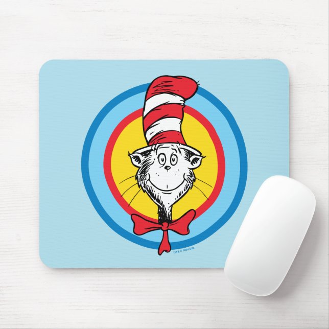 Mousepad Dr. Seuss | Gato no Gráfico da Cabeça de Chapéu (Com mouse)