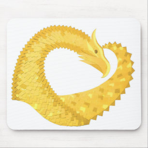 Mousepad Dragão amarelo no branco
