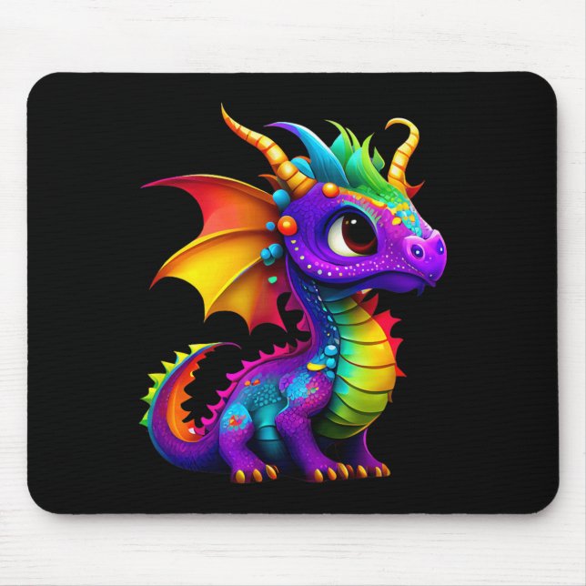 Mousepad Dragão Arco-Íris Fofo - Homens Mulheres Adolescent (Frente)