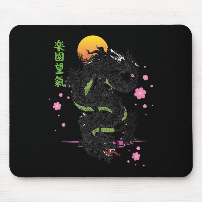 Mousepad Dragão Asiático Kanji Sakura Ae (Frente)