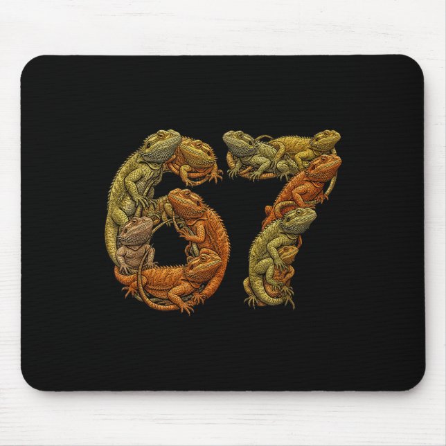 Mousepad Dragão Barbudo Engraçado 6 7 Meme Seis Sete Beardz (Frente)