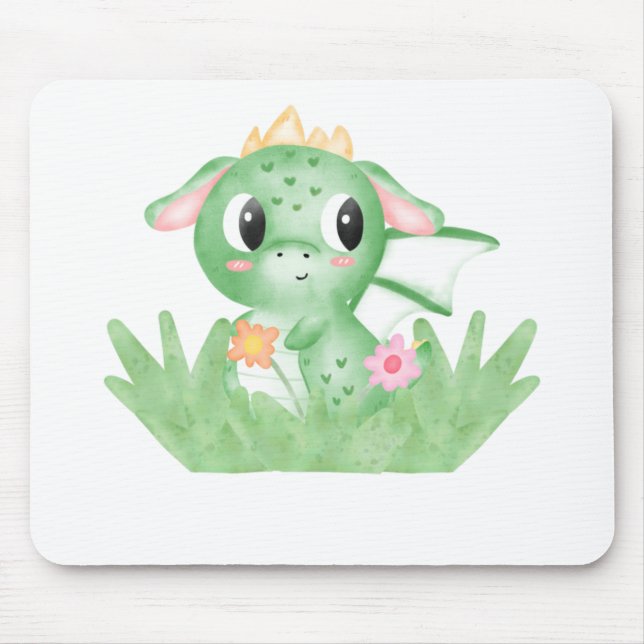 Mousepad Dragão-Bebê Cachorro Aquarela (Frente)