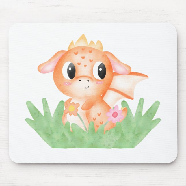 Mousepad Dragão-Bebê Cachorro Aquarela (Frente)