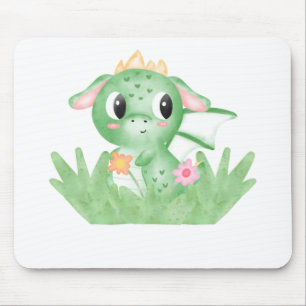 Mousepad Dragão Bebê Fofo Aquarela