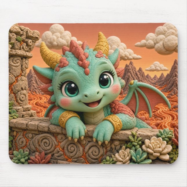 Mousepad Dragão Bebê Fofo, Mitológico (Frente)