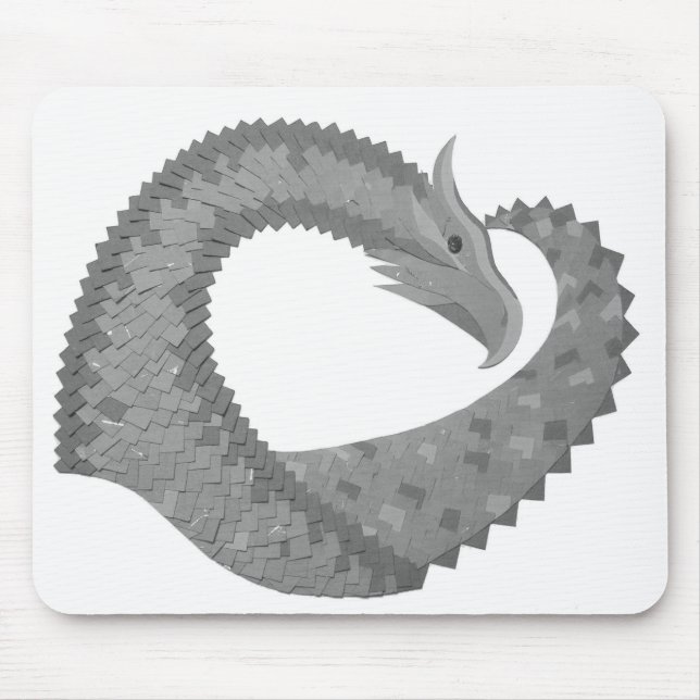 Mousepad Dragão cardíaco de cinza em branco (Frente)