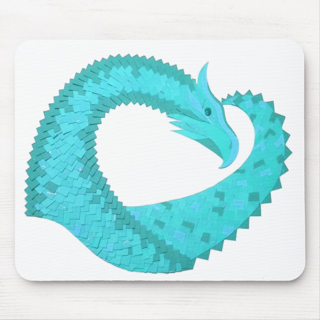 Mousepad Dragão cardíaco Verdigris em branco (Frente)