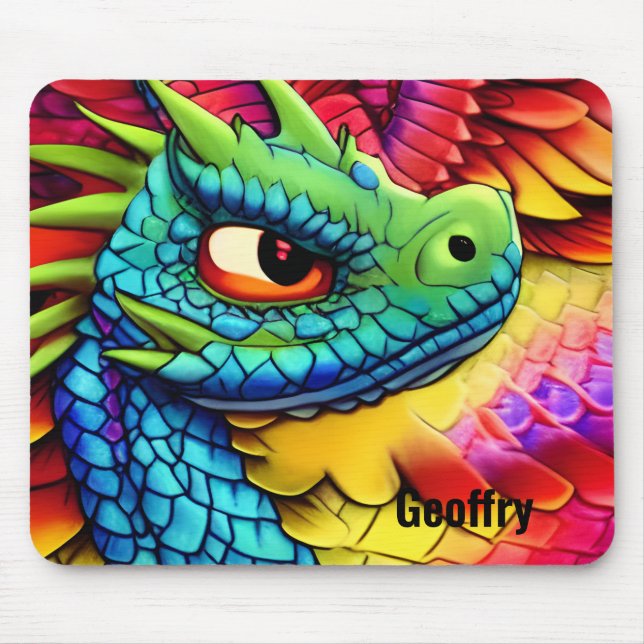 Mousepad Dragão Cartoon Colorido (Frente)