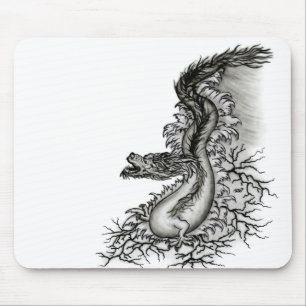 Mousepad Dragão chinês, Design preto e branco em tatuosti