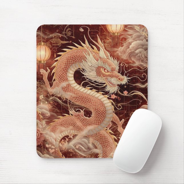 Mousepad Dragão Chinês Majestoso (Com mouse)